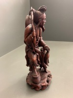 Vintage Chinese Rosewood Carving of Fisherman and Son - 3