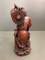 Vintage Chinese Rosewood Carving of Fisherman and Son - 5