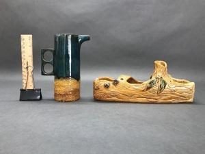 Vintage Australian Pottery Log Vase and Jug