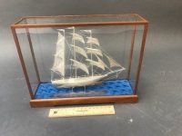 Glass Cased 800 Silver Filligree Square Rigger