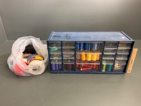 Large Box of Sewing Threads + Another Bag of Similar