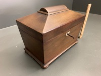 Georgian Mahogany Sarcophagus Tea Caddy with Original Lock & Key - 2