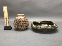 Bill Reid Glazed Bowl & Bark Vase