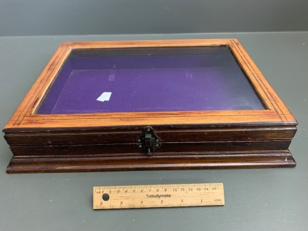 Small Glazed Timber Lined Counter Top Display Box