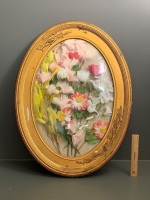 Large Antique Oval Gilt Timber and Gesso Frame with Convex Glass