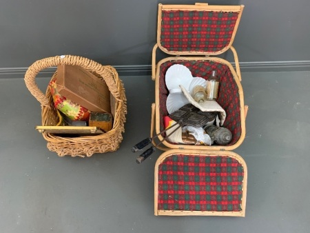 2 Baskets of Asstd Kitchenalia and Bric-a-Brac