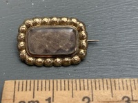 Antique 9ct Gold Mourning Brooch with Hair Inside - Tested but No Marks