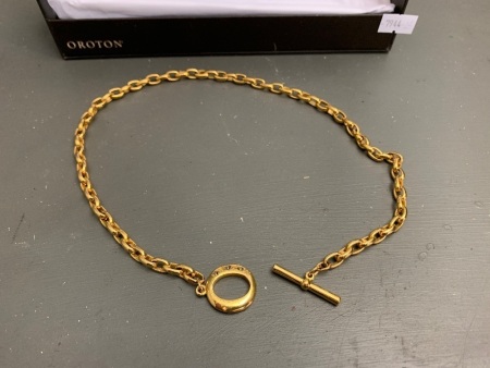 Chunky Oroton Fob Style Gold Plated Necklace