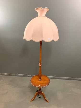 Timber Standard Lamp with Low Table and Shade