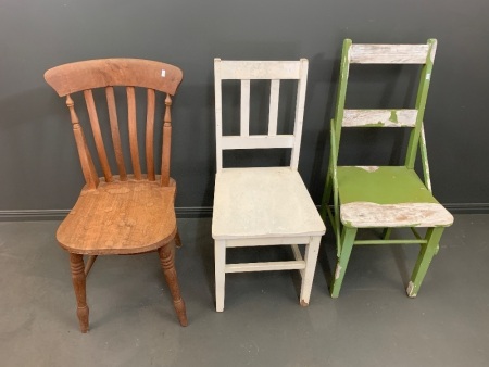 3 x Asstd Timber Chairs