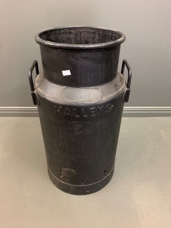 Vintage Black Painted Malley's Cream CanÂ  - No Lid - Lots of Holes