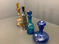 Lot of 4 Vintage Mid Century Coloured Glass Decanters - 2