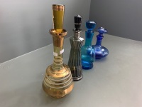 Lot of 4 Vintage Mid Century Coloured Glass Decanters - 3