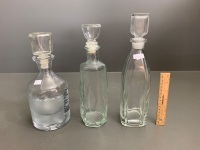 Asstd Lot of 3 Glass and Crystal Decanters