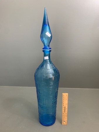 X-Tall Mid Century Geometric Design Genie Bottle in Blue