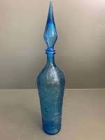 X-Tall Mid Century Geometric Design Genie Bottle in Blue - 3