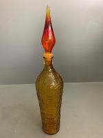 X-Tall Mid Century Geometric Design Genie Bottle in Amber - 4