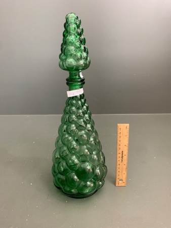 Mid Century Made in Italy Grapes Design Genie Bottle in Green