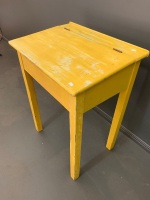 Shabby Painted Vintage Timber Single School Desk - 3