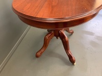 Antique Red Cedar Tilt Top Table on Carved Scrolled Legs with Original Casters - 3