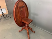 Antique Red Cedar Tilt Top Table on Carved Scrolled Legs with Original Casters - 4