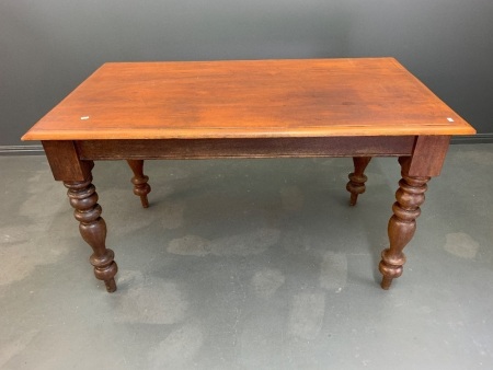 Teak Colonial Style Kitchen Table with Turned Legs