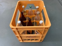 Vintage Plastic Coke Crate with Asstd Old Bottles - 2