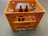 Vintage Plastic Coke Crate with Asstd Old Bottles - 3