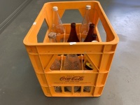 Vintage Plastic Coke Crate with Asstd Old Bottles - 4