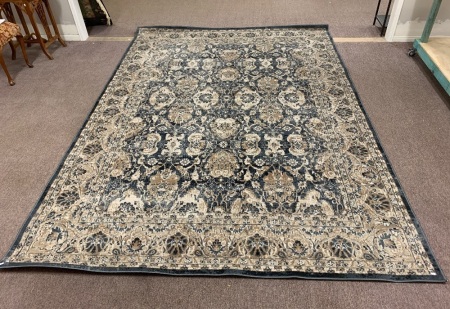 Large Turkish Machine Woven Rug in Blues