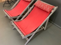 2 x Vintage Folding Timber Deck Chairs - 2