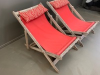 2 x Vintage Folding Timber Deck Chairs - 3