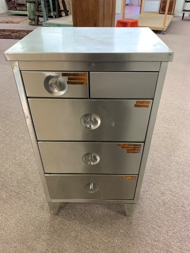 Vintage Stainless Steel Medical Industrial Cabinet - Wheels at Back