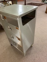 Vintage Stainless Steel Medical Industrial Cabinet - Wheels at Back - 2