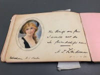 Antique Autograph Book with Many Original Drawings inc. Florence Aird and Sarah Bernhardt - 5