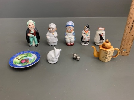 Asstd Lot of Mini Ceramics, S & P, Chinese Bone Tea Pot etc