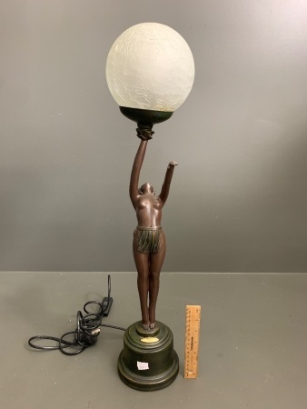 Large Resin Bronze Art Nouveau Style Lady Lamp from THe Helena Collection