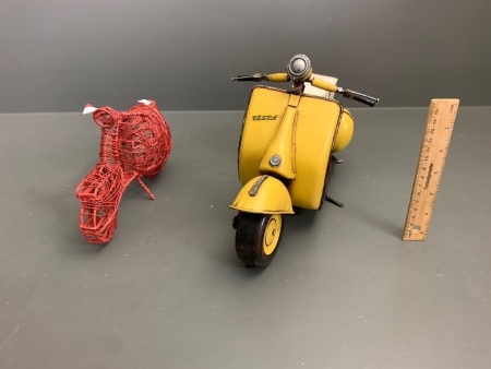 Large Tinplate Vespa + Wirework Scooter