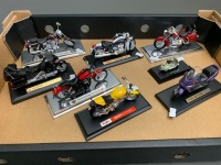 Collection of 8 Mounted Model Motorcycles