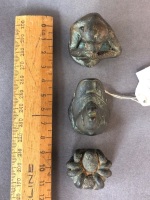 3 x Antique c19th Century Burmese Bronze Opium Weights in the Form of a Monkey - 168g, Chicken - 159g, Spider - 85g - 6