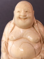 Antique Carved Ivory Figure of Buddha - Some Cracking - 7