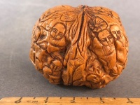 Antique Chinese Intricately Carved Walnut Hediao Depicting Faces and Flowers - 3