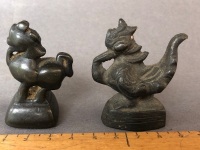 Vintage 20th Century Burmese Bronze Opium Weights - Crested Horse - 143g - Brahminy Duck - 161g - 3