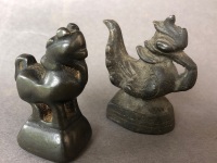 Vintage 20th Century Burmese Bronze Opium Weights - Crested Horse - 143g - Brahminy Duck - 161g - 7