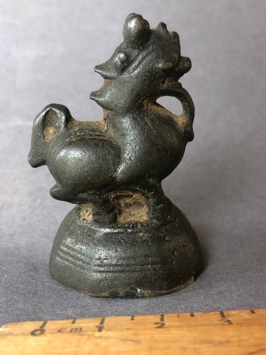 Antique Burmese Bronze Crested Horse Opium Weight c1500-1750 - 160g