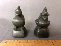 2 x c1700-1800 Burmese Bronze Opium Weights in the Form of ChickensÂ  - Weights 164g and 155g - 2