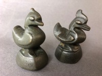2 x c1700-1800 Burmese Bronze Opium Weights in the Form of ChickensÂ  - Weights 164g and 155g - 7
