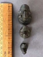 Set of 3 c1700-1800 Burmese Bronze Opium Weights in the Form of Chickens - Weights 163g - 82g - 30g - 6