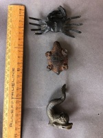 3 x Vintage Bronze Nautical Figures Depicting Crab, Turtle and Dolphin - 7