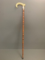 Vintage Bamboo Walking Stick with Moulded Handle - 2